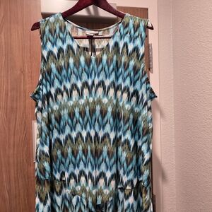 Catherines Blue and Green Sleeveless Tank Top